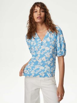 Marks & Spencer - Floral V-Neck Top