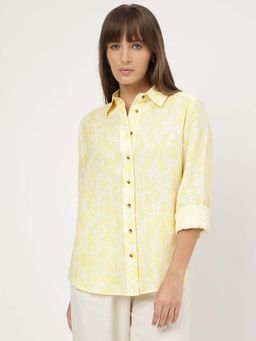 Marks & Spencer - Pure Linen Printed Spread Collar Shirt