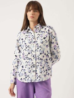 Marks & Spencer - Pure Linen Floral Print Spread Collar Shirt