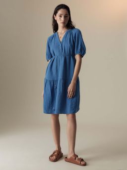 Marks & Spencer - Pure Cotton Textured Notch Neck Tiered Dress