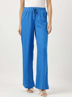 Marks & Spencer - Linen Mix Plain Wide Leg Trousers