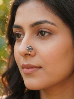 925 SILLER - Oxidised Rhodium Plating Silver Nosepin (Onesize)