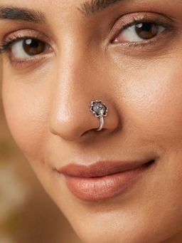 925 SILLER - Oxidised Rhodium Plating Silver Nosepin (Onesize)