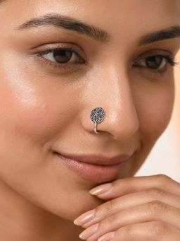 925 SILLER - Oxidised Rhodium Plating Silver Nosepin (Onesize)