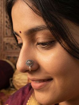 925 SILLER - Oxidised Rhodium Plating Silver Nosepin (Onesize)