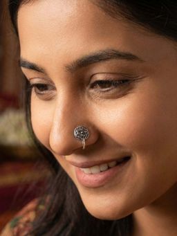 925 SILLER - Oxidised Rhodium Plating Silver Nosepin (Onesize)