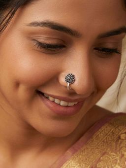 925 SILLER - Oxidised Rhodium Plating Silver Nosepin (Onesize)