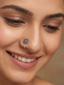 925 SILLER - Oxidised Rhodium Plating Silver Nosepin (Onesize)