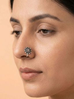 925 SILLER - Oxidised Rhodium Plating Silver Nosepin (Onesize)