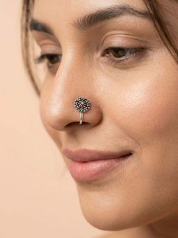 925 SILLER - Oxidised Rhodium Plating Silver Nosepin (Onesize)