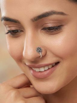 925 SILLER - Oxidised Rhodium Plating Silver Nosepin (Onesize)