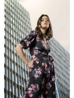 Zink London - Womens Black Floral Top