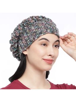 Magic Needles - Women Multicoloured Self Design Beanie