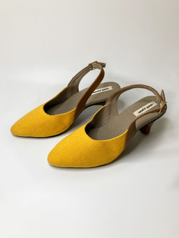 Misfit Panda - Vegan Yellow Sofia Backstrap Heels