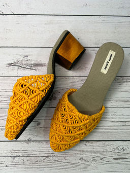 Misfit Panda - Vegan Yellow Crochet Mules