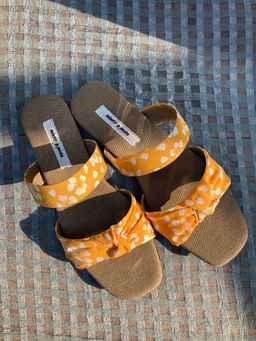 Misfit Panda - Vegan Yellow Printed Bow Flats