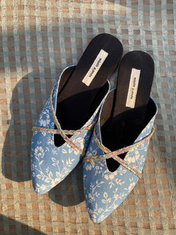 Misfit Panda - Vegan Blue Floral Maya Mules