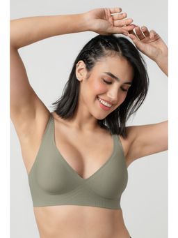 bodyline - Olive Seamless Soft Padded Cups Medium Coverage Plunge Bra