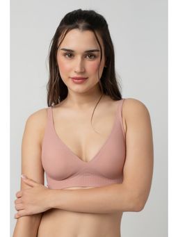 bodyline - Blush Pink Seamless Soft Padded Cups Medium Coverage Plunge Bra