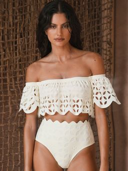 Addery - Ivory Cutout Bikini Top and Bottom