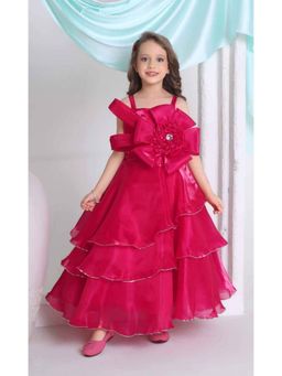 Lagorii - Cherry Red Floral Embellished Party Wear Gown