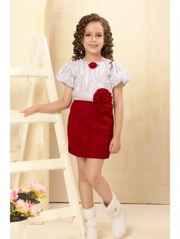 Lagorii - Maroon Floral Embellished Party Wear Dress