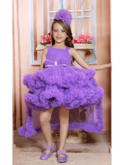 Lagorii - Lavender Ruffle Party Frock with Detachable Tailback