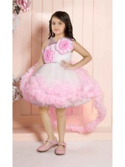 Lagorii - Pink Layered Party 3D Floral Embellished Frock
