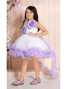 Lagorii - Lavender Layered Party 3D Floral Embellished Frock