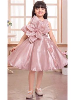 Lagorii - Elegant Peach Floral and Butterfly Embellished Frock