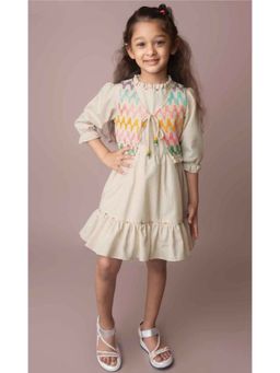 Lagorii - Cream Casual Wear Dress with Crochet Jacket