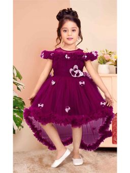 Lagorii - Charming Wine Ruffle Tailback Floral Frock