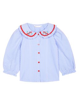 Budding Bees - Girls Blue Printed Striped Top