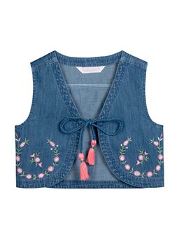 Budding Bees - Girls Denim Embroidered Jacket