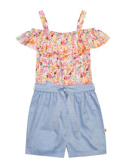 Budding Bees - Girls Blue Floral Playsuit