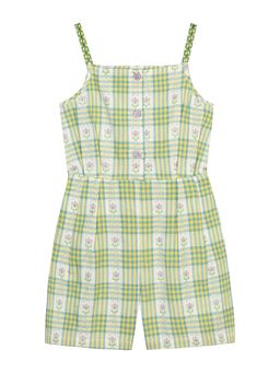 Budding Bees - Green Checks Playsuit