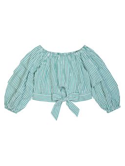 Budding Bees - Girls Green Striped Top