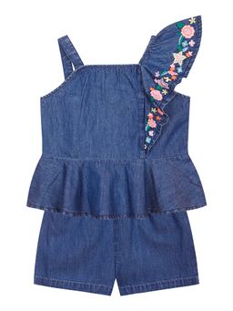 Budding Bees - Girls Blue Denim Embroidered Top with Shorts