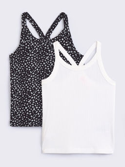 Hopscotch - Multi-Color Ribbed Strappy Tank Top (Pack of 2)