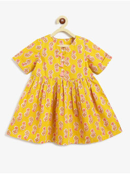 Campana - Mustard Girls Block Print Zoe Dress