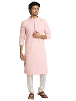 Manyavar - Mens Blended Viscose Chikankari Kurta Pajama (Set of 2)