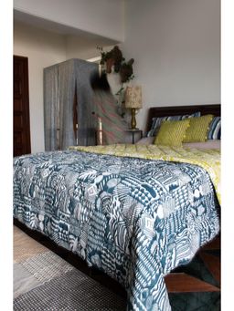 Freedom Tree - Patchwork Cotton Voile Blue and Lime Quilt