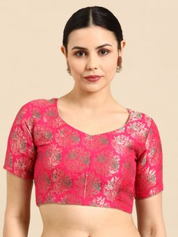 FLAHER - Sweetheart Neck Banarasi Silk Jacquard Padded Saree Blouse