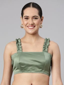 FLAHER - Women Solid Satin Padded Saree Blouse