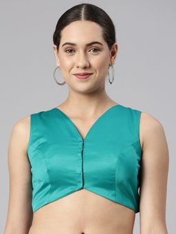 FLAHER - Women Solid Satin Padded Saree Blouse
