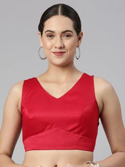 FLAHER - Women Solid Satin Padded Saree Blouse