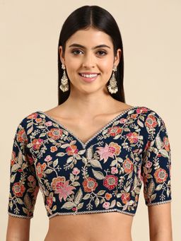 FLAHER - Embroidered Georgette Ready To Wear Padded Saree Blouse