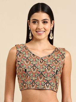 FLAHER - Embroidered Georgette Ready To Wear Padded Saree Blouse