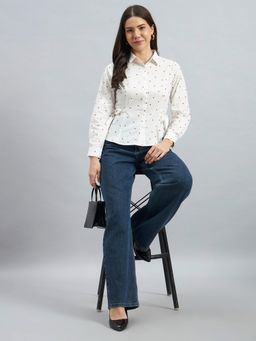 Twenty Dresses by Nykaa Fashion - Side Tie-Up White Micro Print Cotton Shirt