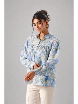Twenty Dresses by Nykaa Fashion - Blue Floral Print Voil Shirt